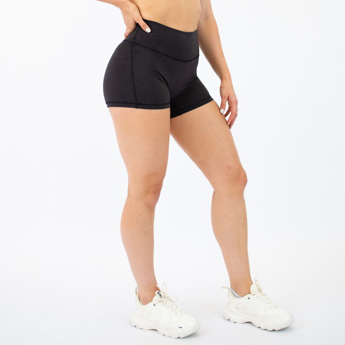 Heather Onyx No Front Seam High Rise Spandex Shorts