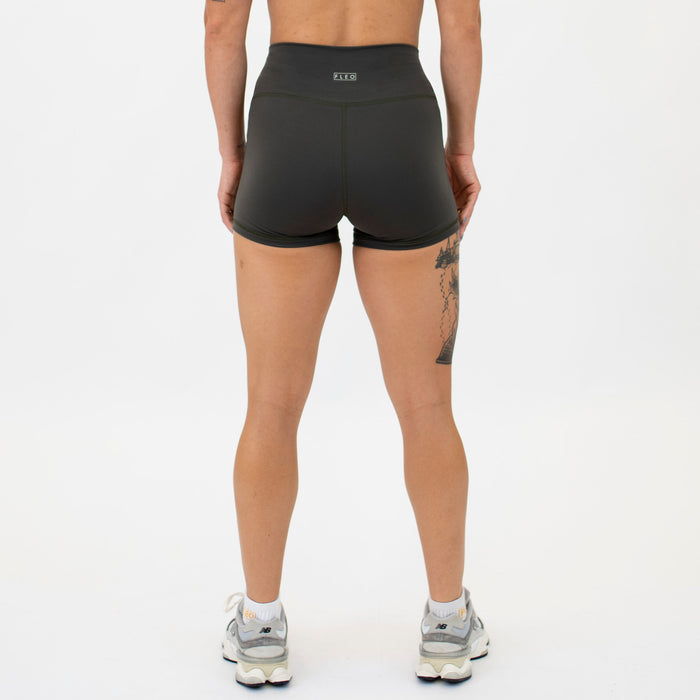 Olive No Front Seam High Rise Spandex Shorts