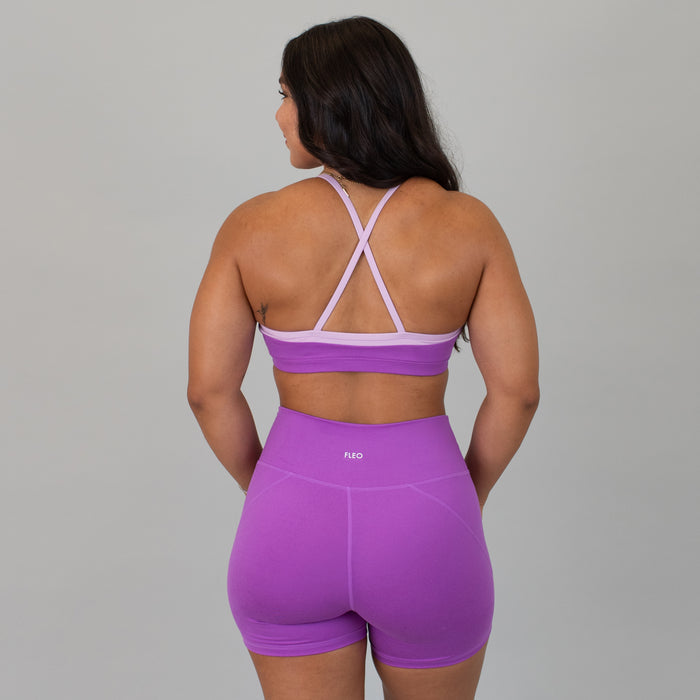 Heather Neon Purple + Orchid Bouquet Austin Sports Bra - Medium Support by FLEO - 3