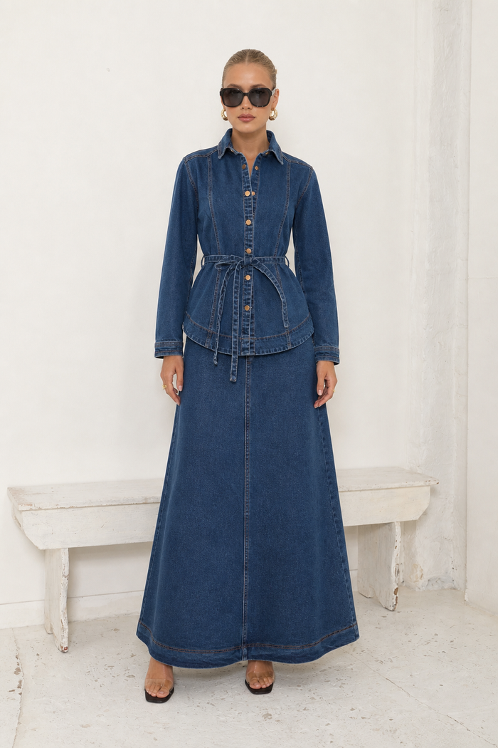 Ave Denim Belted Collection Aline Skirt