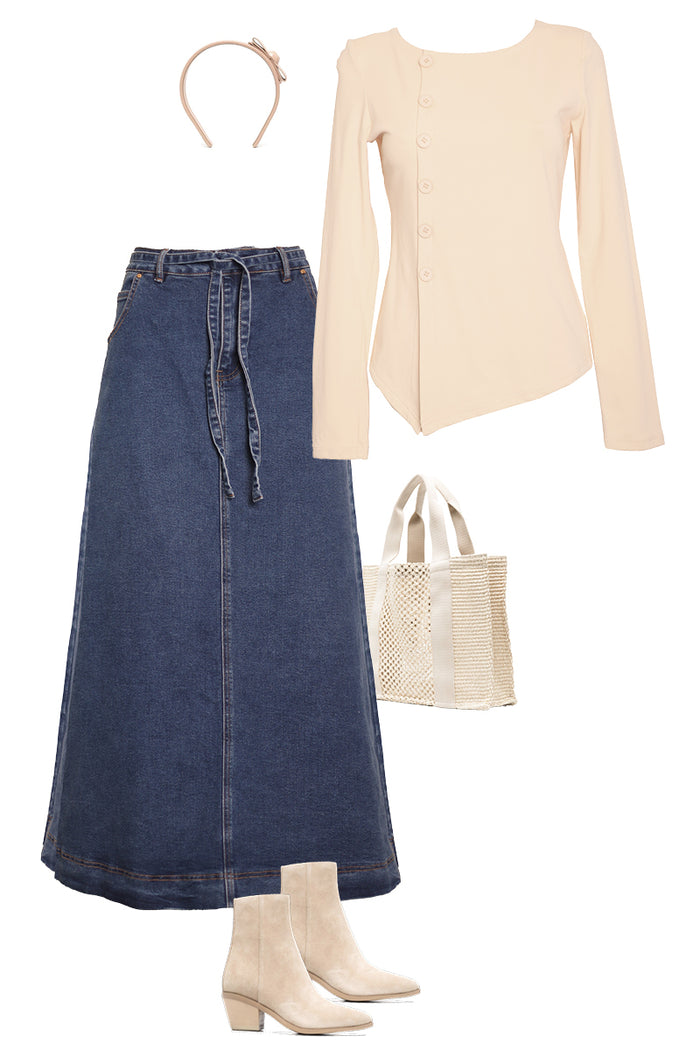 Ave Denim Belted Collection Aline Skirt