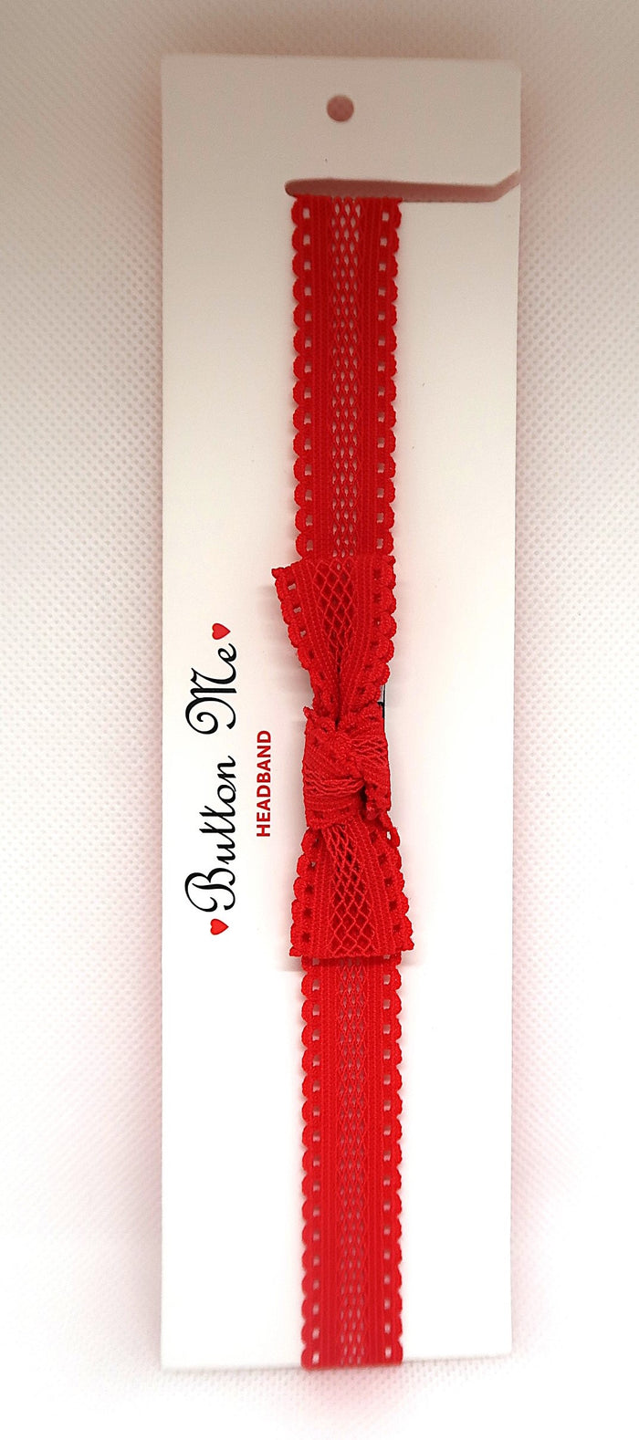 baby band scalloped lace bow - red