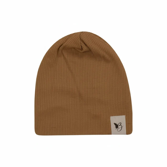 beanie ribbed - dark almond