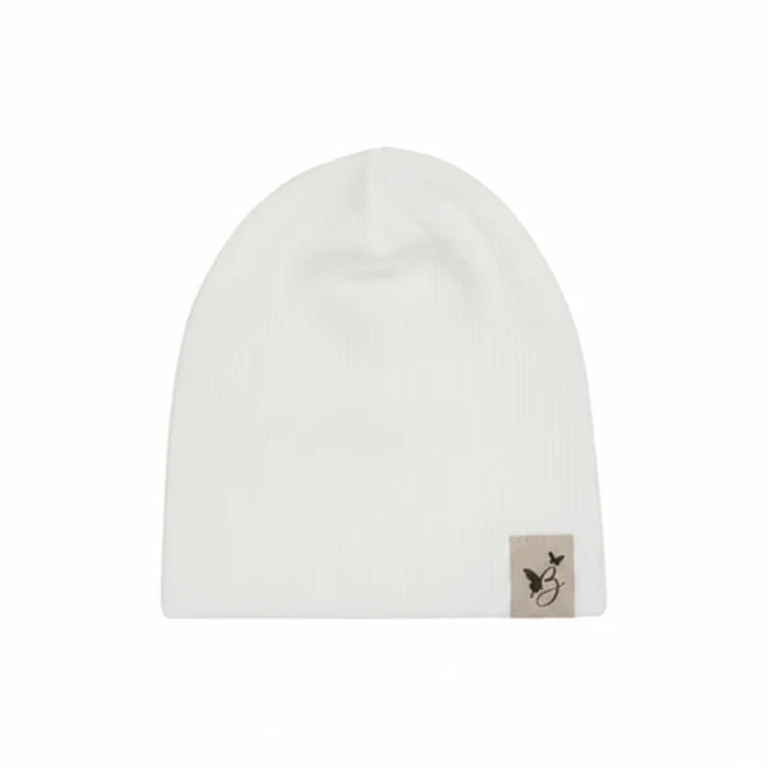 beanie ribbed - white