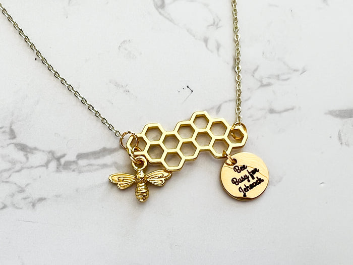 Bee Busy For Jehovah Gold Necklace - GINGERS