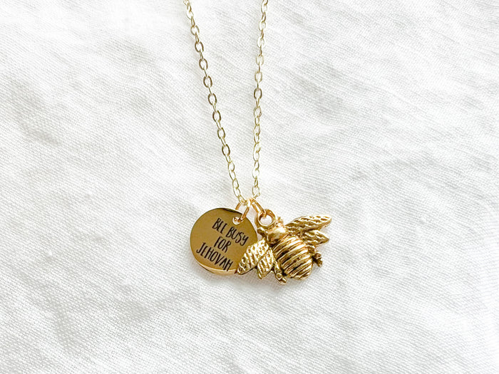 Bee Busy For Jehovah Gold Necklace