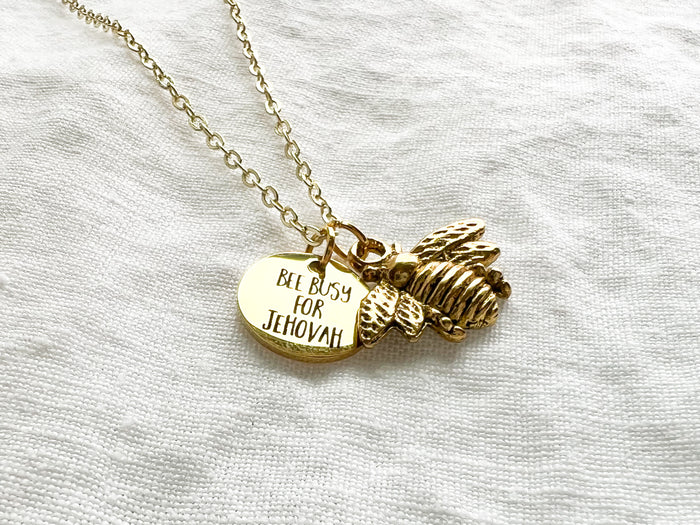 Bee Busy For Jehovah Gold Necklace