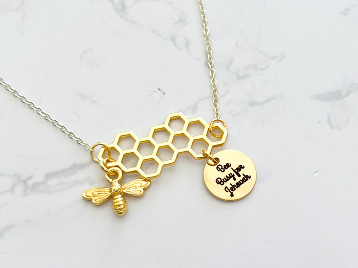 Bee Busy For Jehovah Gold Necklace - GINGERS