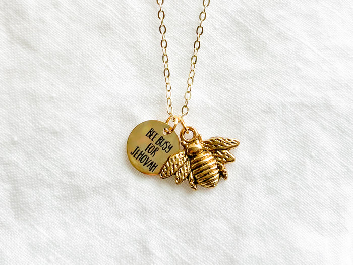 Bee Busy For Jehovah Gold Necklace