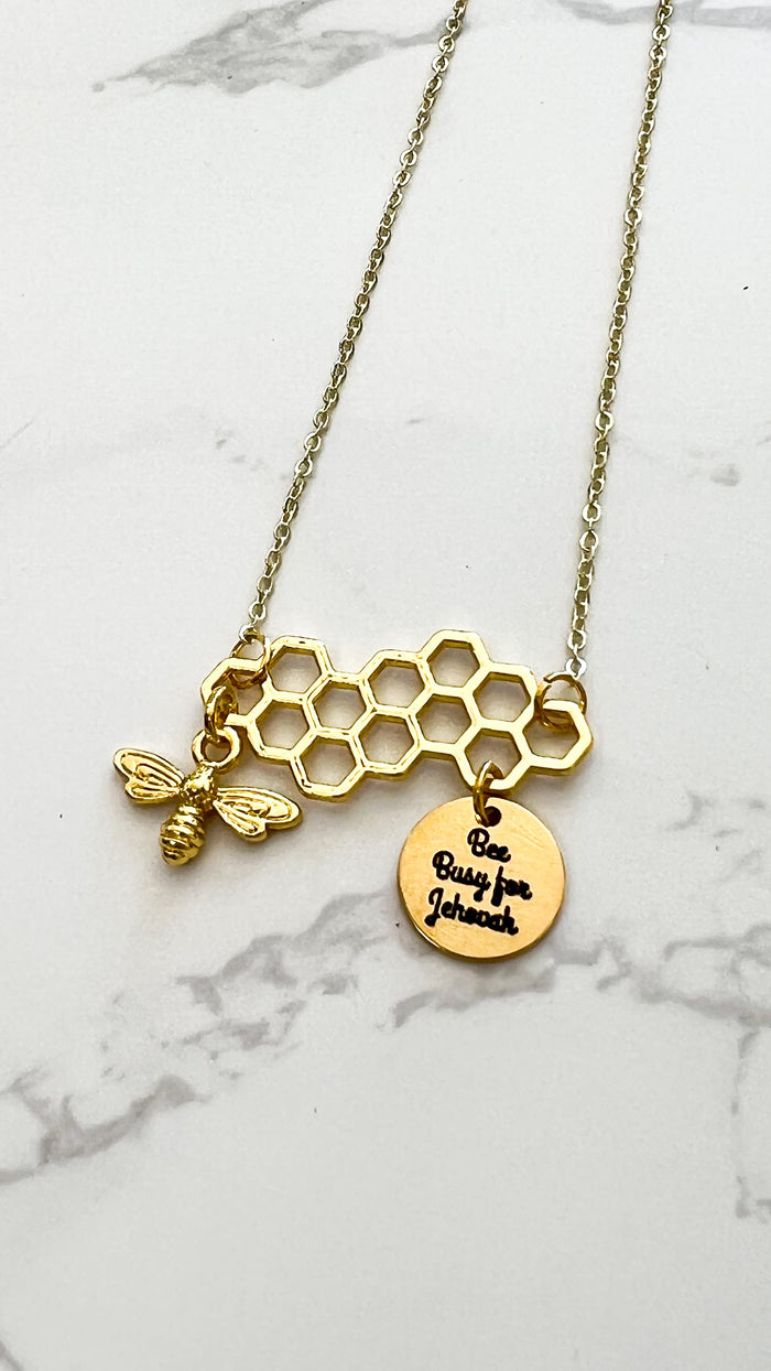 Bee Busy For Jehovah Gold Necklace - GINGERS