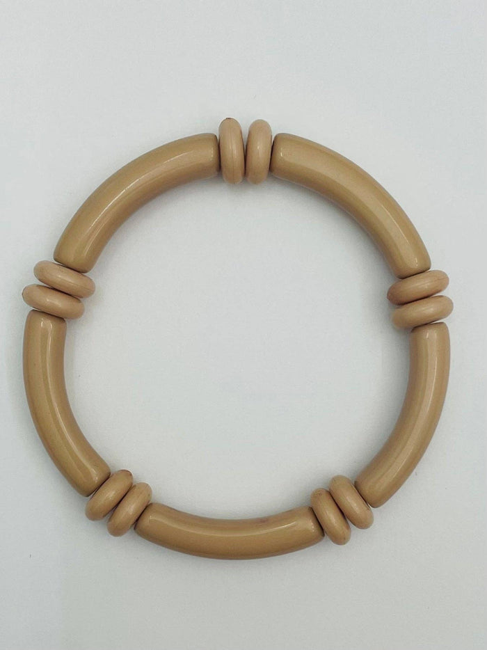 Beige Tube Bracelet w/beads