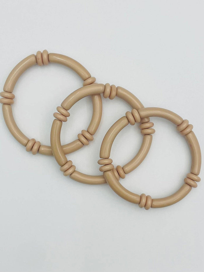 Beige Tube Bracelet w/beads