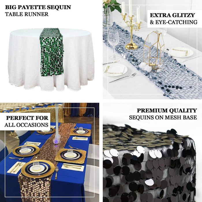 Big payette sequin table runner in green and black, perfect for all occasions.