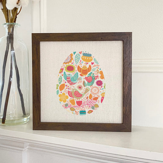 Bird and Floral Egg - Framed Sign