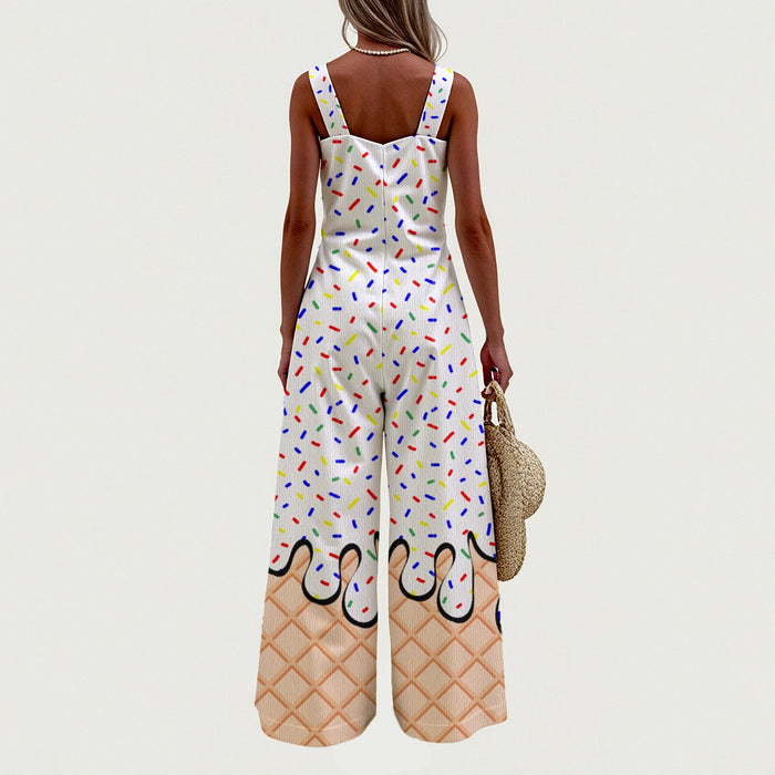 Birthday Cake Ice Cream Women's Wide-Leg Jumpsuit