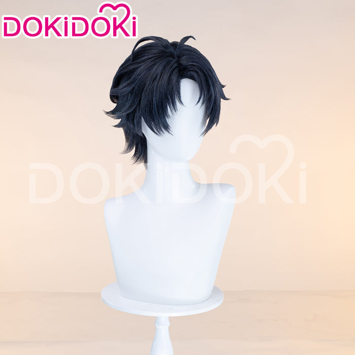 【Black Ver Ready For Ship】DokiDoki Game Zenless Zone Zero Cosplay Asaba Yuma Wig / Choker / Earring / Ear Clip Short Straight Dark Blue Hair ZZZ Harumasa