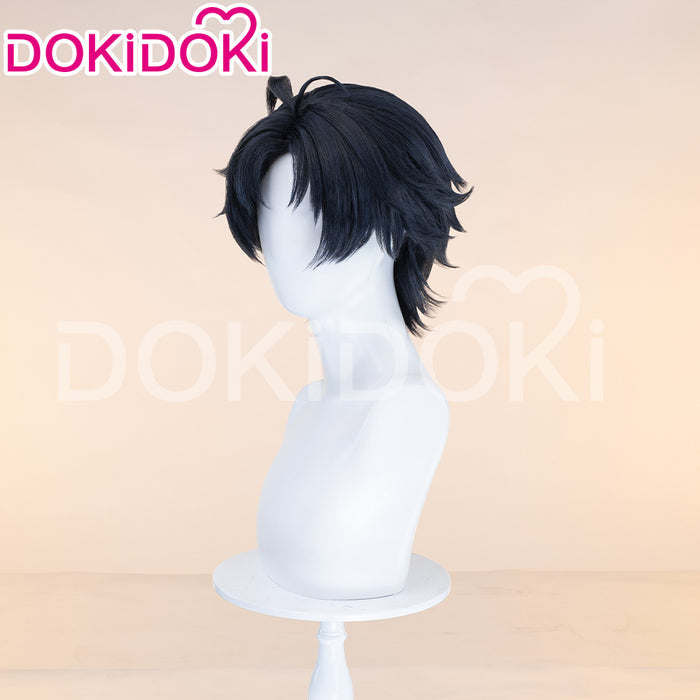 【Black Ver Ready For Ship】DokiDoki Game Zenless Zone Zero Cosplay Asaba Yuma Wig / Choker / Earring / Ear Clip Short Straight Dark Blue Hair ZZZ Harumasa