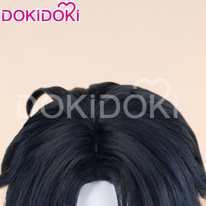 【Black Ver Ready For Ship】DokiDoki Game Zenless Zone Zero Cosplay Asaba Yuma Wig / Choker / Earring / Ear Clip Short Straight Dark Blue Hair ZZZ Harumasa