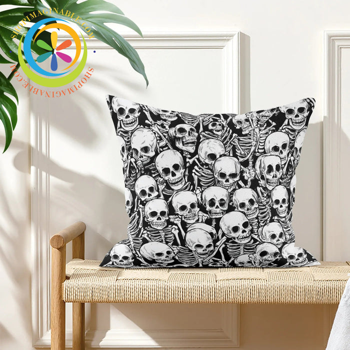 Black & White Skeletons Pillow Cover