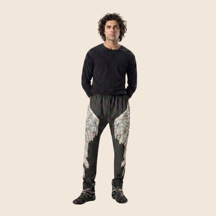 Black Wings Print Men's Joggers