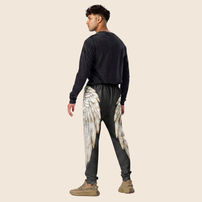 Black Wings Print Men's Joggers