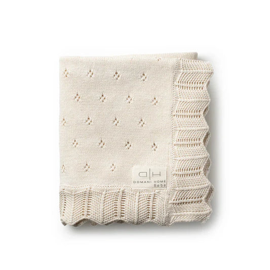 blanket scalloped pointelle knit - natural