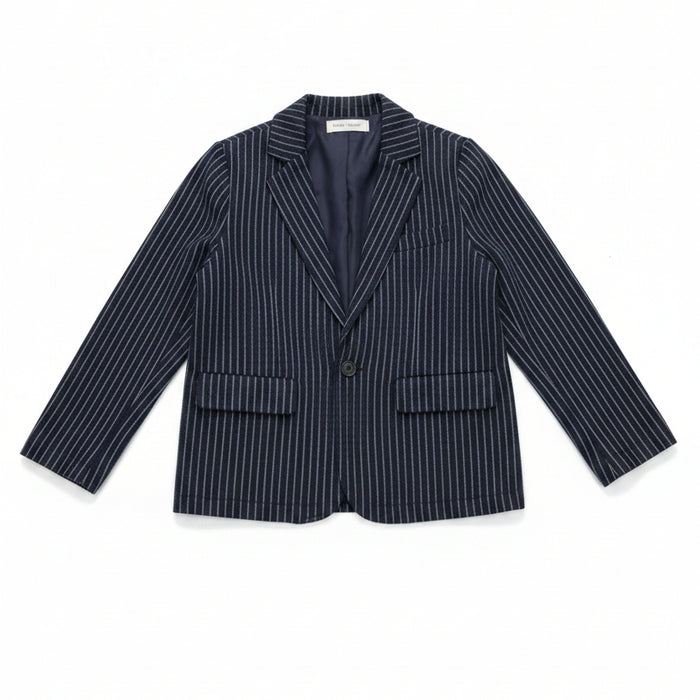 blazer knit pinstriped lapel - navy/grey