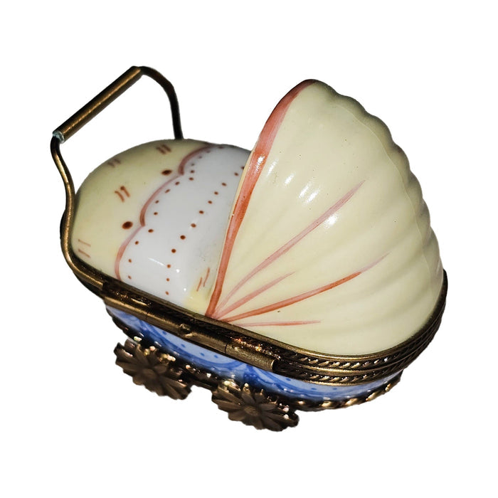 Blue Stroller Limoges Box Porcelain Limoges baby French Trinket Box