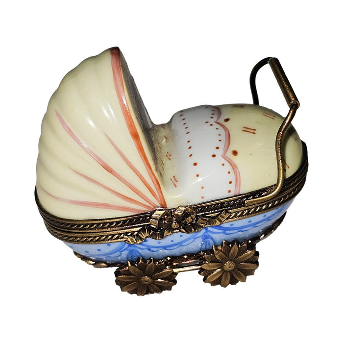 Blue Stroller Limoges Box Porcelain Limoges baby French Trinket Box