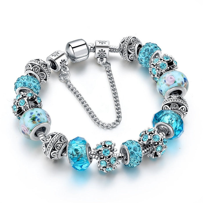 Blue Crystal Charm Bracelet