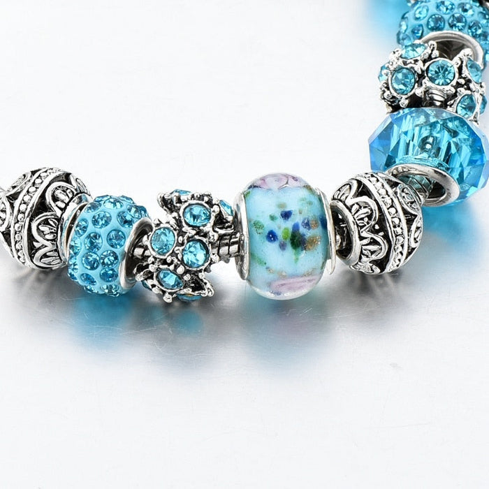 Blue Crystal Charm Bracelet