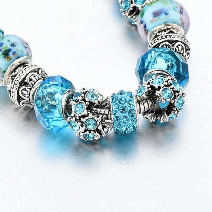 Blue Crystal Charm Bracelet