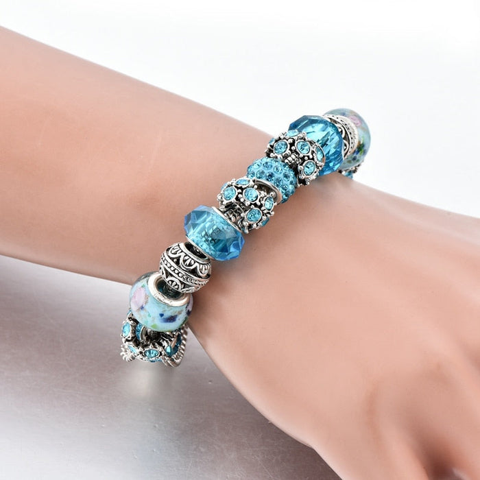 Blue Crystal Charm Bracelet