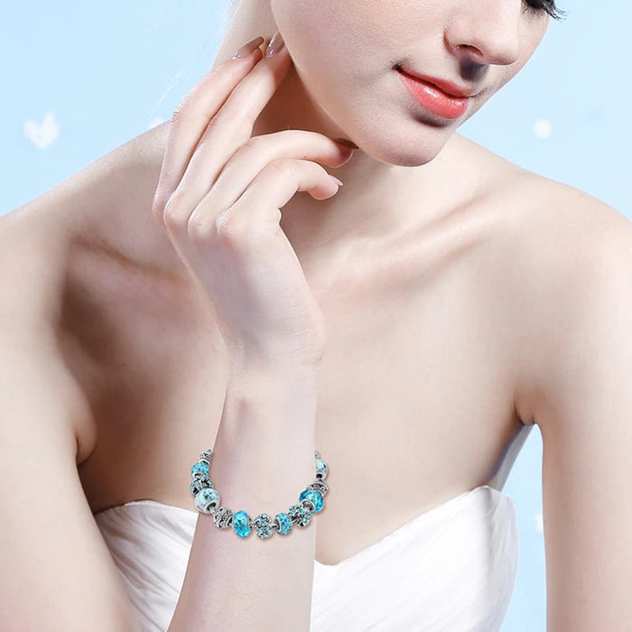 Blue Crystal Charm Bracelet