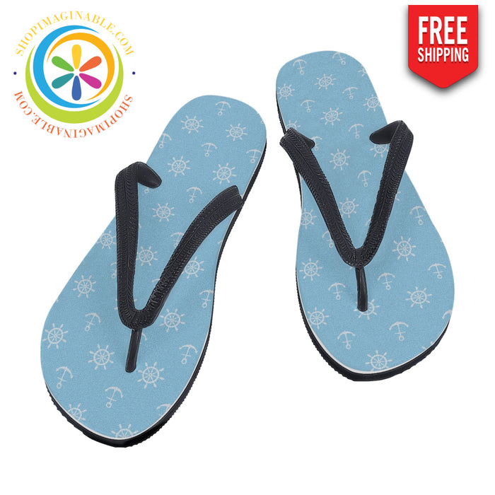 Blue Nautical Flip-Flops - Men's & Ladies-ShopImaginable.com