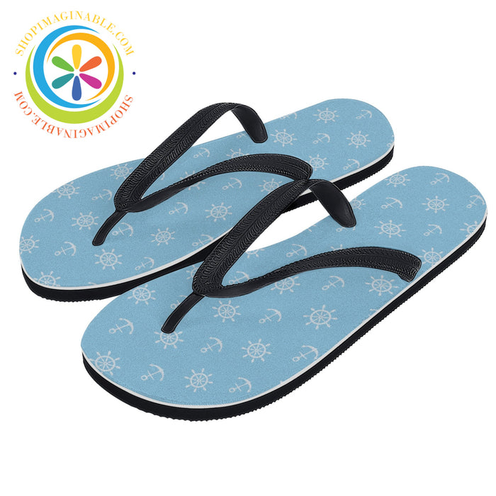 Blue Nautical Flip-Flops - Men's & Ladies-ShopImaginable.com