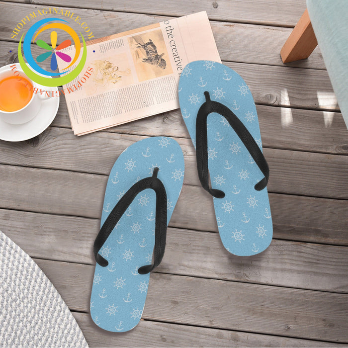 Blue Nautical Flip-Flops - Men's & Ladies-ShopImaginable.com