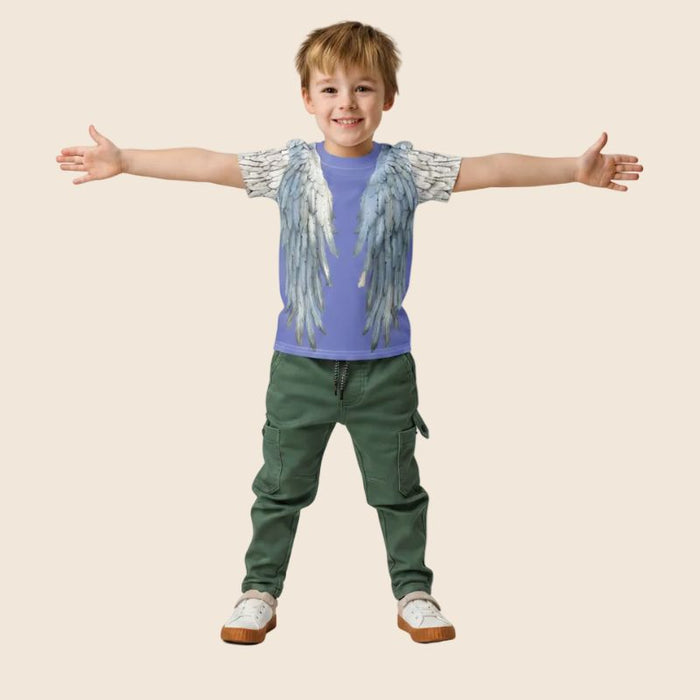 Blue Wings All-Over Print Kids Cotton T-Shirt