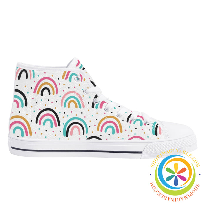 Boho Chic Rainbow Ladies High Top Canvas Shoes