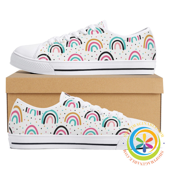 Boho Chic Rainbows Ladies Low Top Canvas Shoes