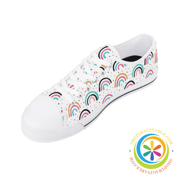 Boho Chic Rainbows Ladies Low Top Canvas Shoes