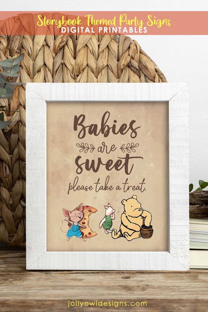 Book Themed Baby Shower Party Sign - Sweet Treats - Jolly Owl Designs