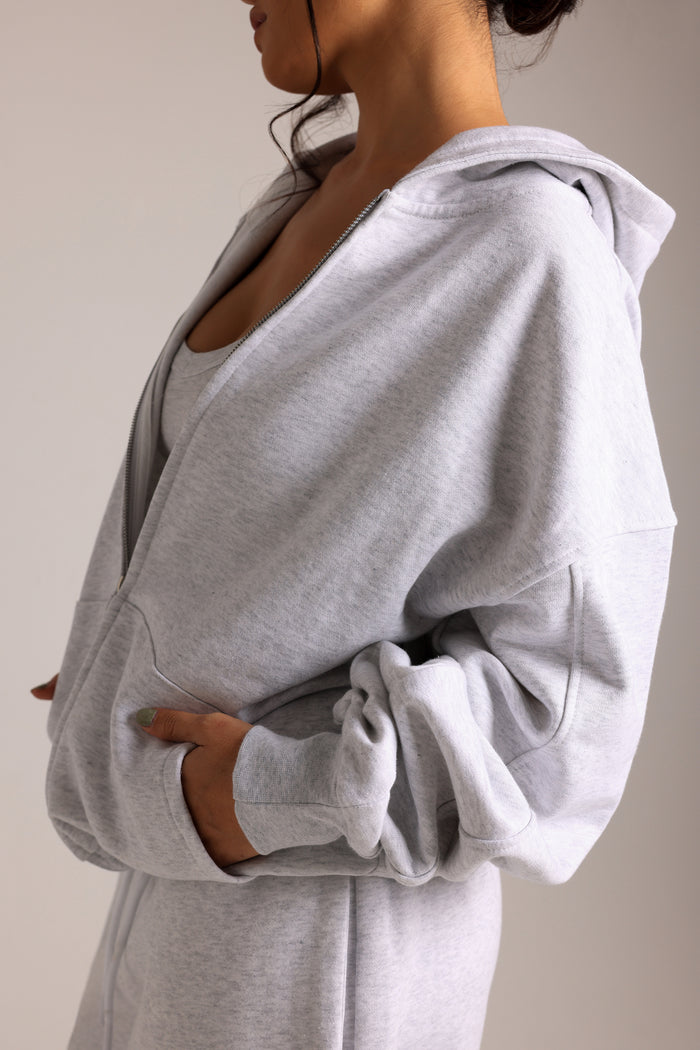 Boyfriend Zip-Up - Light Heather Gray