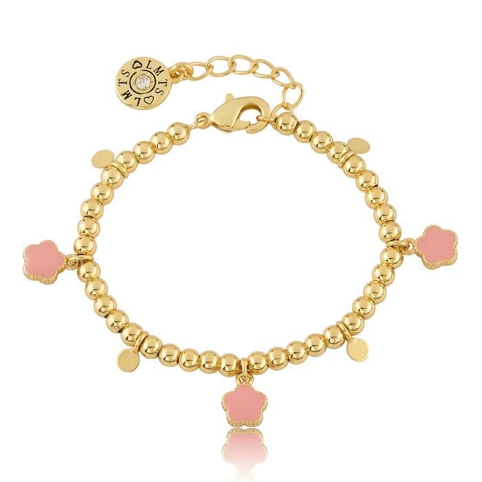 bracelet bead and enemal flower - pink
