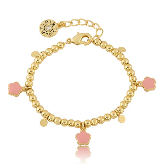 bracelet bead and enemal flower - pink