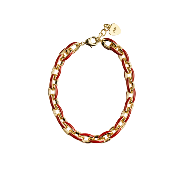 bracelet enamel link - red/gold