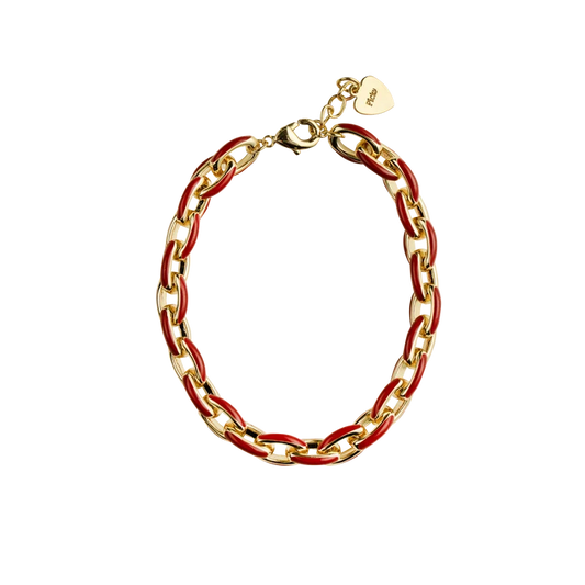 bracelet enamel link - red/gold