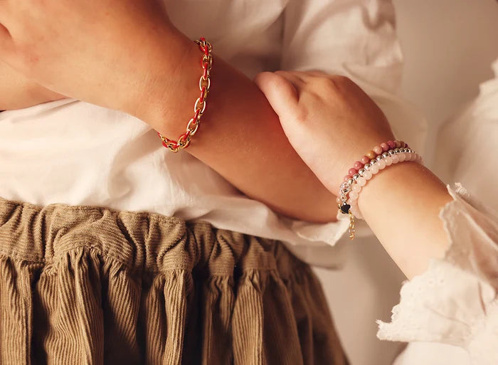 bracelet enamel link - red/gold