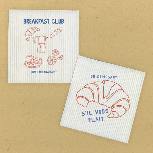 Breakfast Club, Un Croissant  - 2pk Swedish Dish Cloth