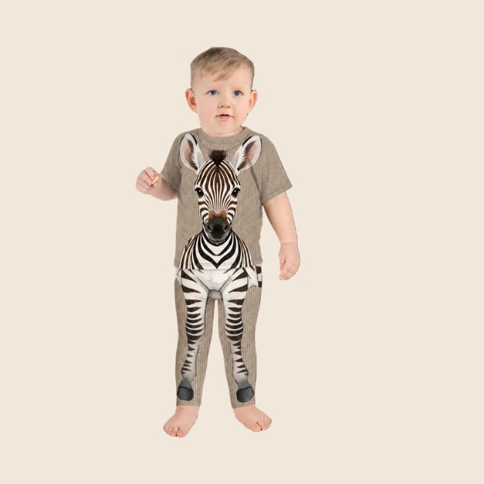 Brown Zebra Print Kids Leggings | Soft Active Wear | Ages 2-7